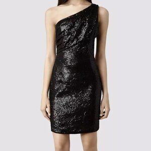 AllSaints One Shoulder Sequin Mini Dress 🖤✨